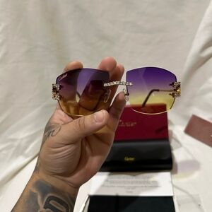 Cartier Purple and Gold Oversized Sunglasses